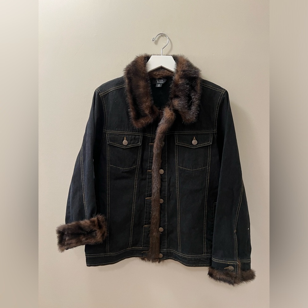 Dennis Basso Women’s Faux Fur Denim Jacket Size M